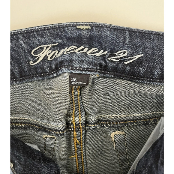 Forever 21 Y2K Low Rise Boot Cut Jeans Size 26 Medium Wash Blue Western Rodeo - Picture 9 of 12